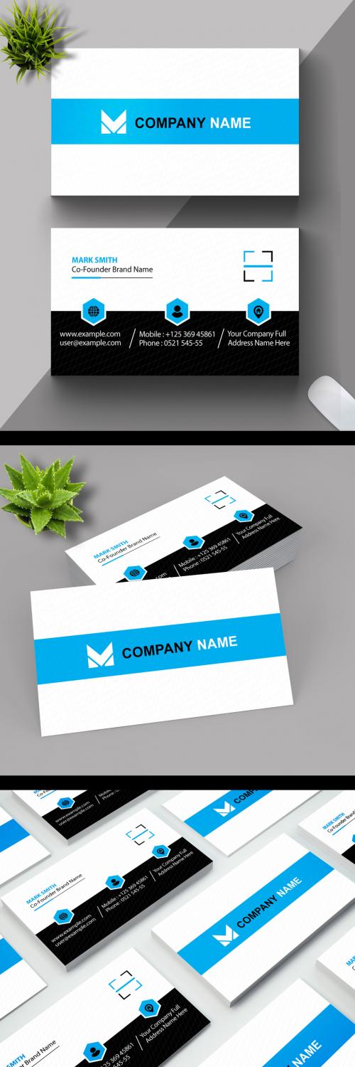 Business Card Layout with Geometric Elements