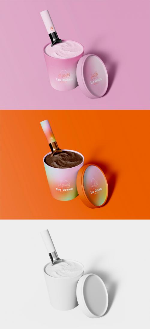 3D Ice Cream Cup with Scoop Mockup