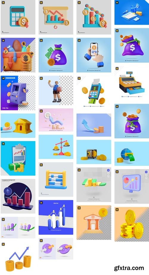 Premium PSD Collections - Finances 3D - 80xPSD