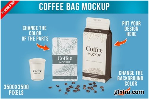 Coffee Bag Packaging Mockup Collections 15xPSD