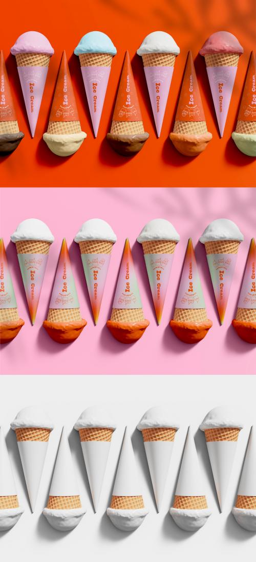 3D Array of Ice Cream Bars Mockup