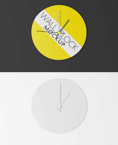 Round Flat Wall Clock Mockup