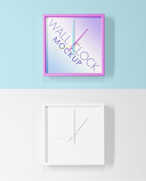 Square Wall Clock Mockup