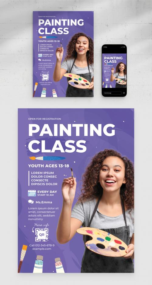 Painting Class Art Club School Education Flyer Poster