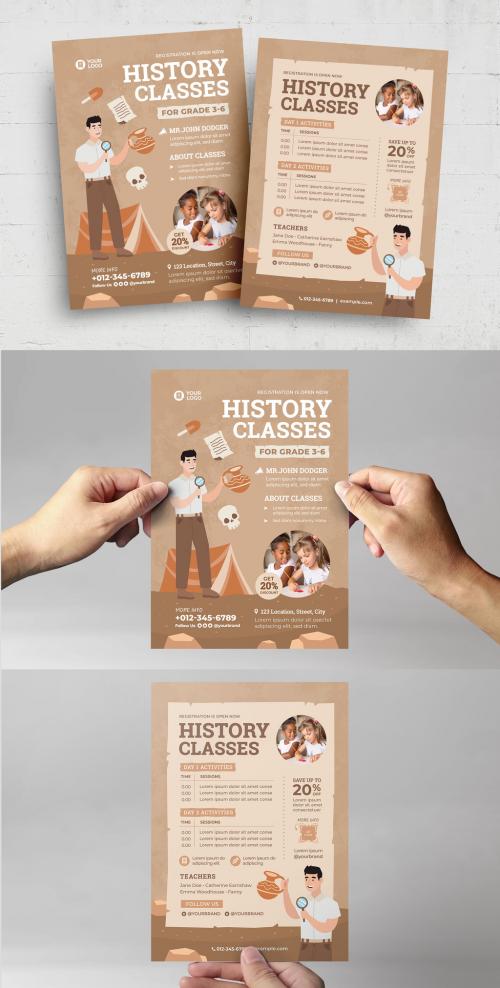 History Class Archaeology School Education Flyer Poster