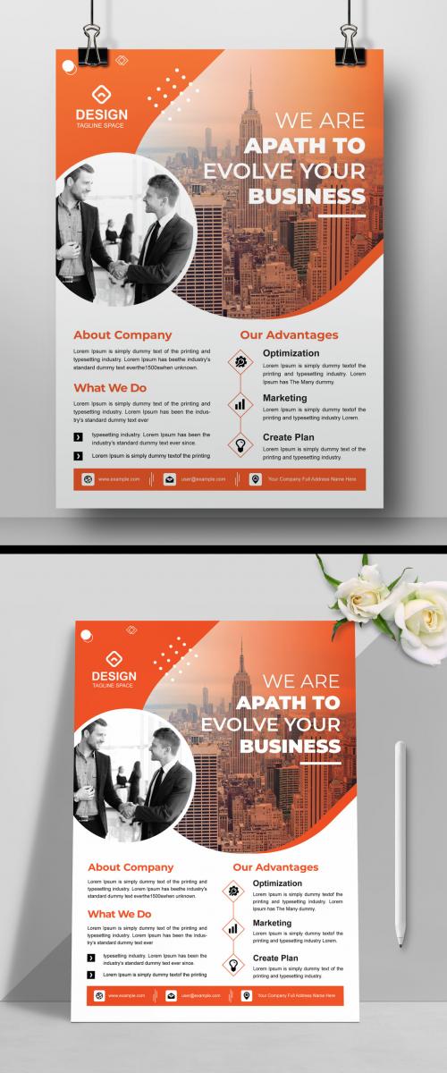 Corporate Flyer Layout with Orange Elements