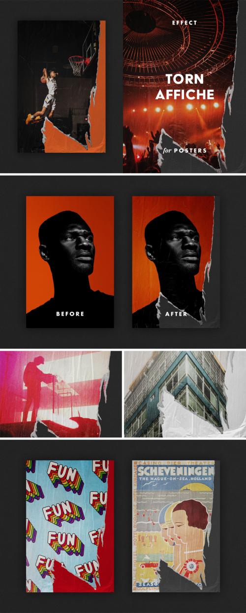 Torn Street Billboard Poster Photo Effect Mockup