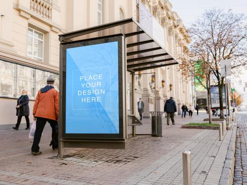 Bus Stop Billboard Template Lightbox Poster Mockup