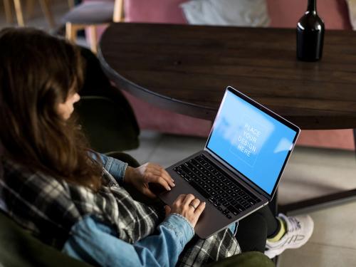 Businesswoman Working on Computer Screen Mockup