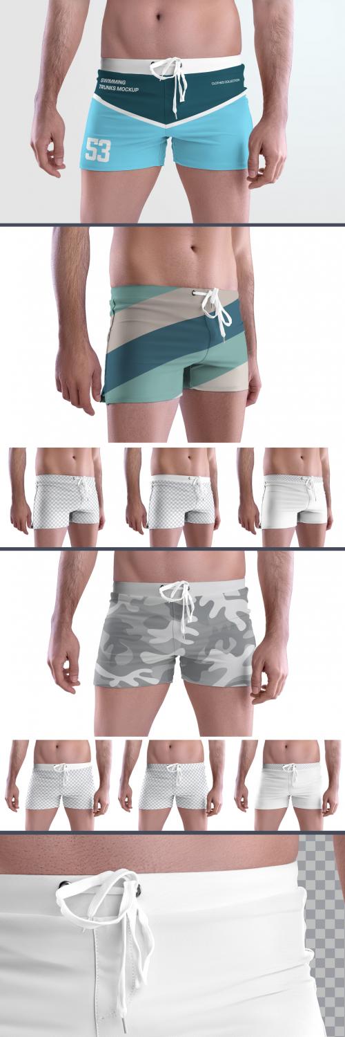 4 Mockups Mens Swimming Trunks Shorts