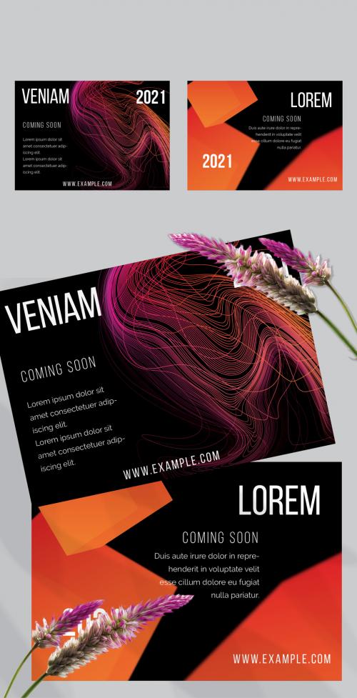 Flyer Layout with Abstract Motion Blur and Glowing Shape