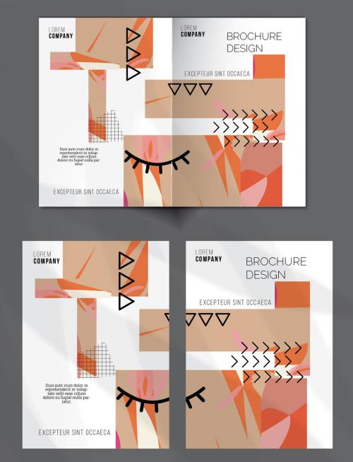 Brochure Cover Layout Geometric Shapes and Abstract Bright Rectangles on White