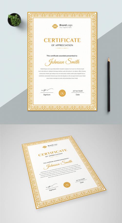 Simple Orange Certificate Layout