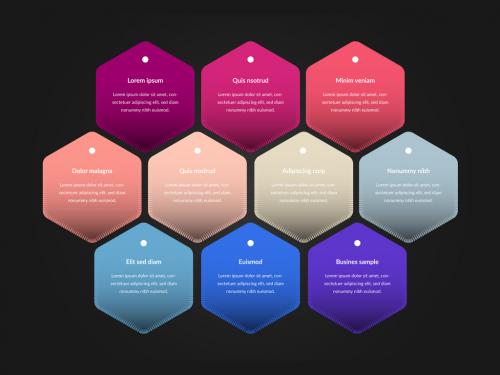 10 Option Infographic with Colored Hexagon Shapes