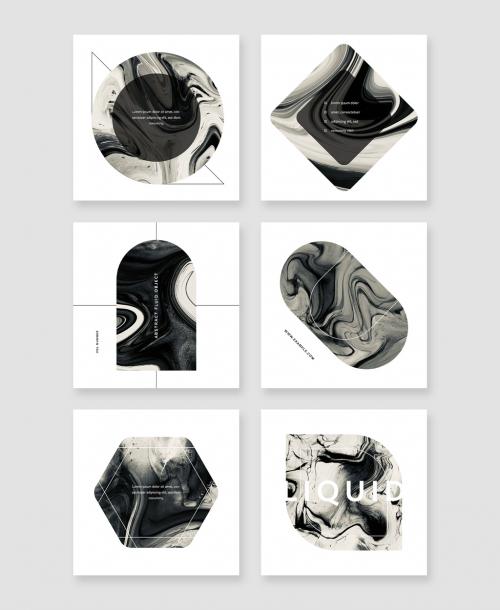 Set of Social Media Layouts with Black and White Abstract Images