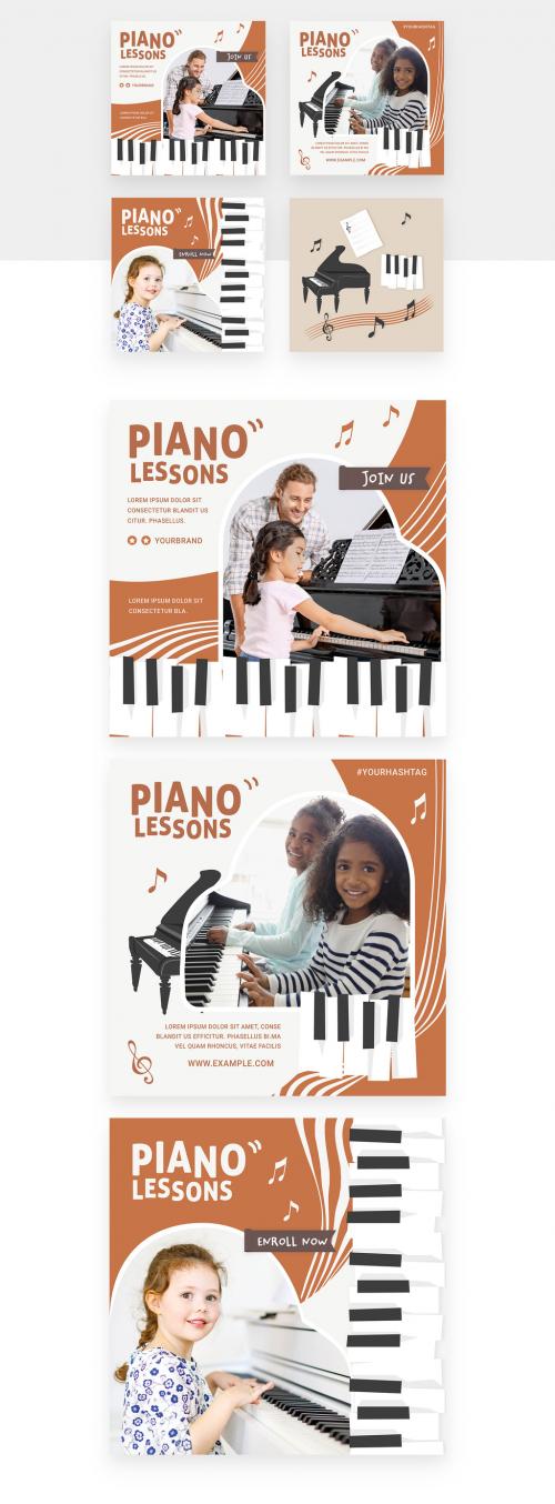 Piano Lesson Music School Social Media Banners & Illustrations