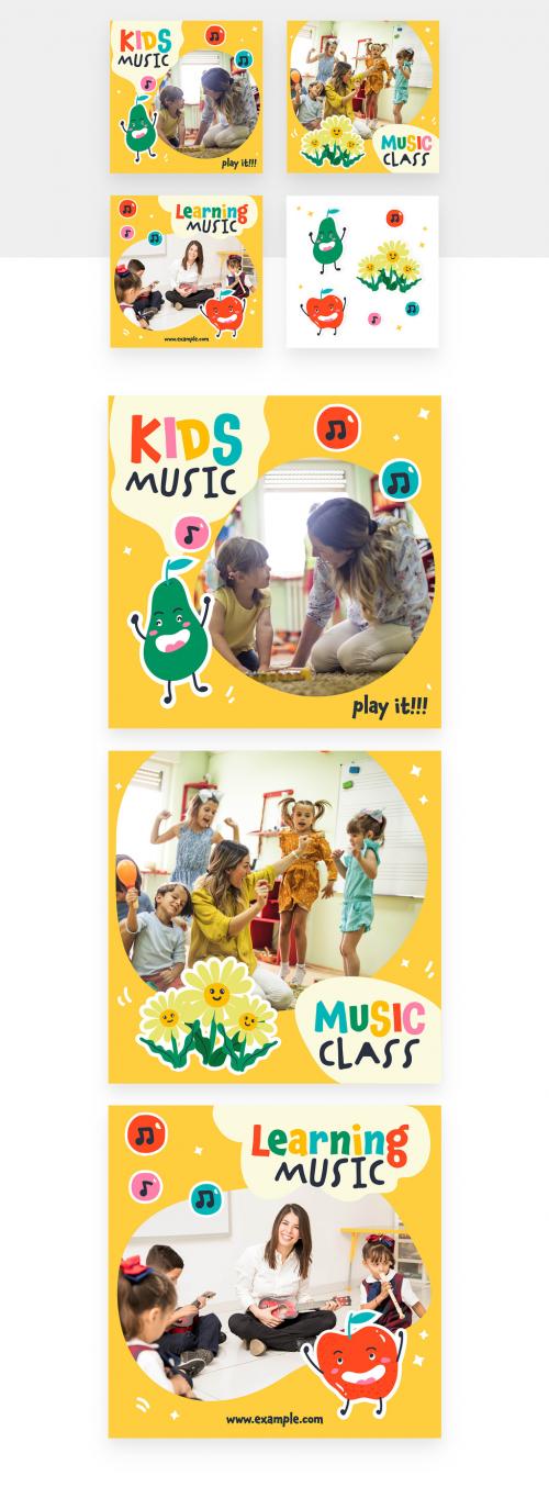 Kids Kindergarten Music Lessons School Social Media Banners