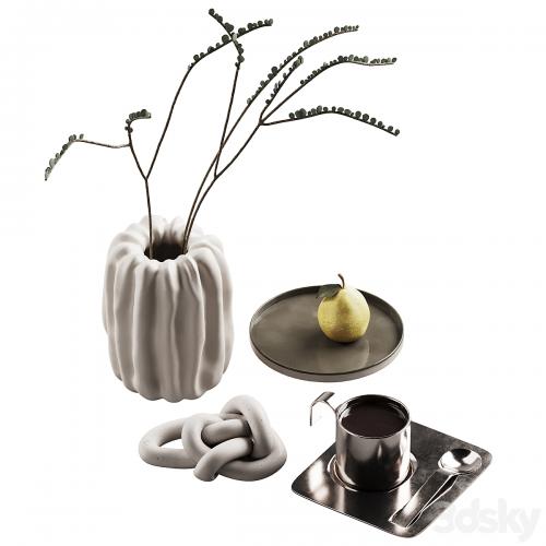 406 decorative set 041 folded vase pear and tea