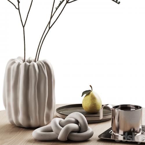 406 decorative set 041 folded vase pear and tea