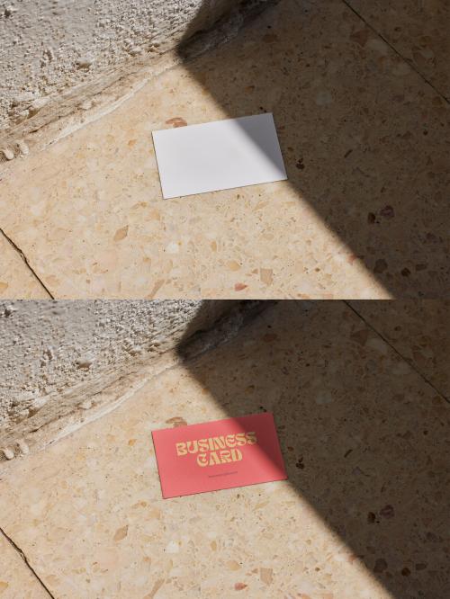 Business Card Mockup on Floor with Shadow