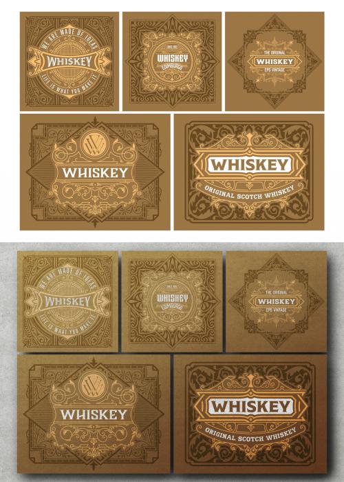 Set of 5 Vintage Labels for Packing