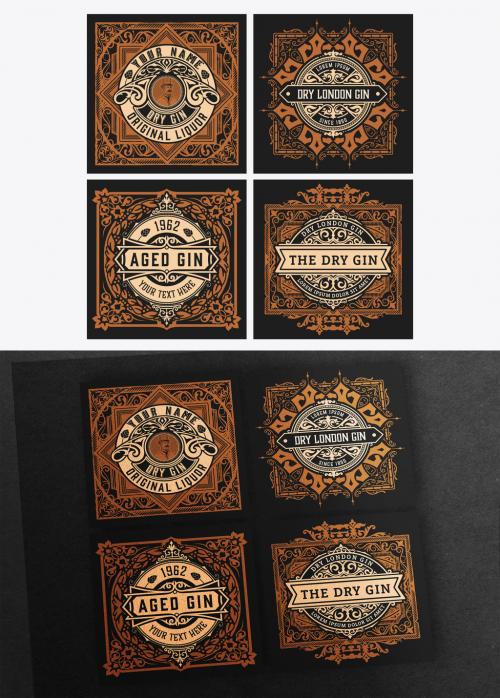 Set of 4 Vintage Labels for Packing