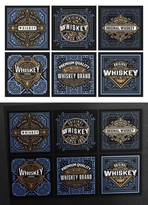 Set of 6 Vintage Labels for Packing