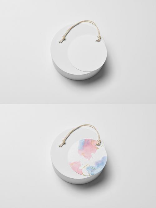 Circle Hang Tag Mockup on a Pedestal