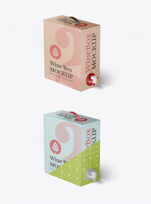 Wine Carton Box with Dispenser Mockup