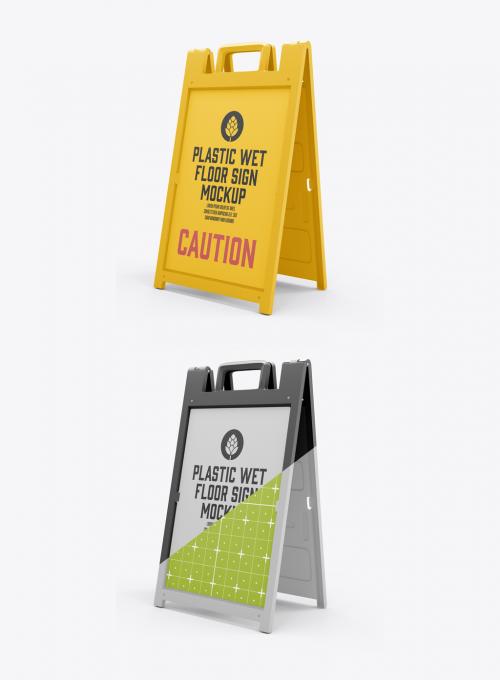 Warning Wet Floor Sign Mockup