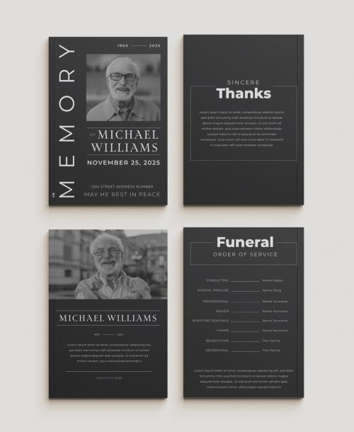 Funeral Poster Layout with Modern Design