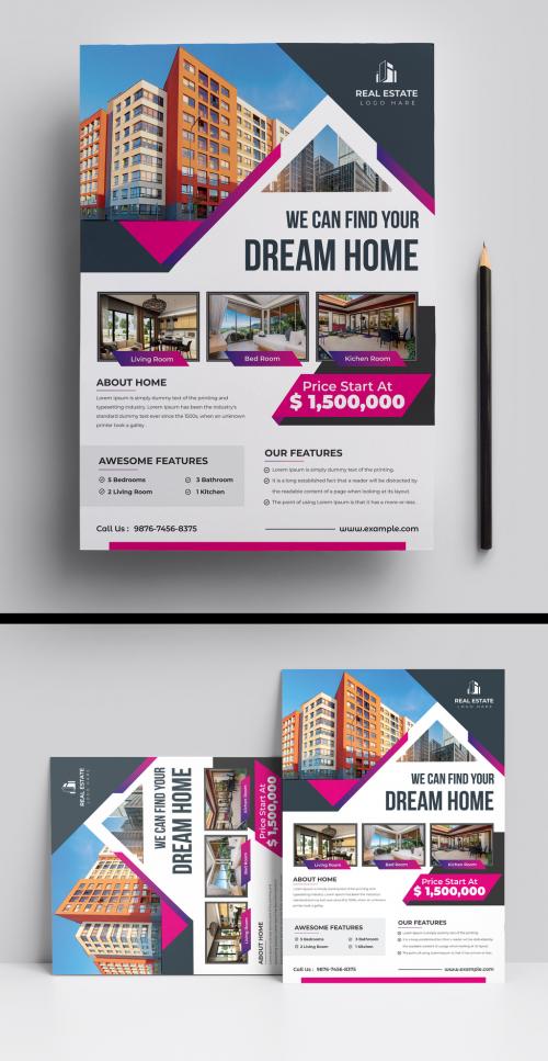 Real Estate Flyer Layout with Teal Accents