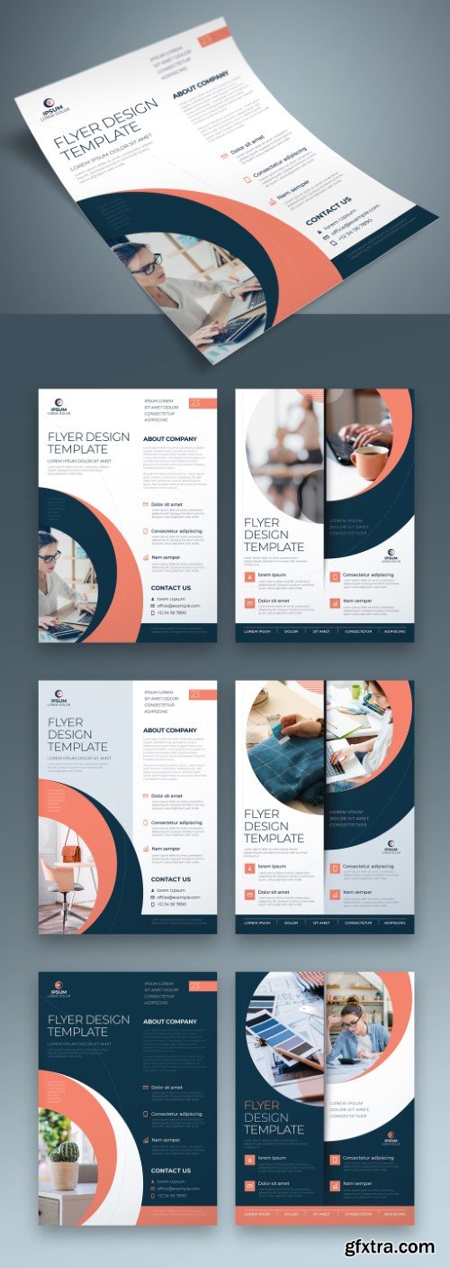 Business Flyer Layout with Coral Red Elements