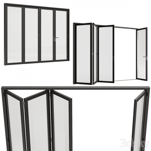 Folding sliding metal doors windows.