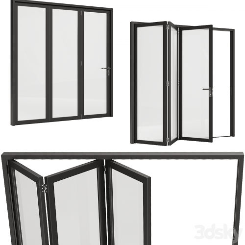 Folding sliding metal doors windows.