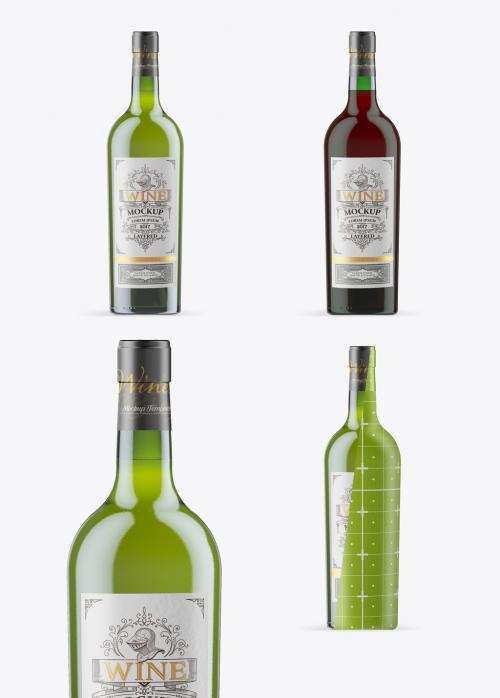 Colorful Wine Bottle Mockup