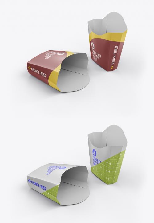 Empty French Fries Packaging Mockup