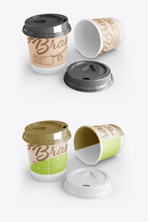 Paper Cup with Coffee Mockup