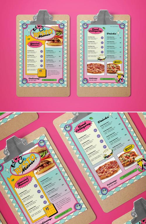 Blue Retro Food Menu Layout