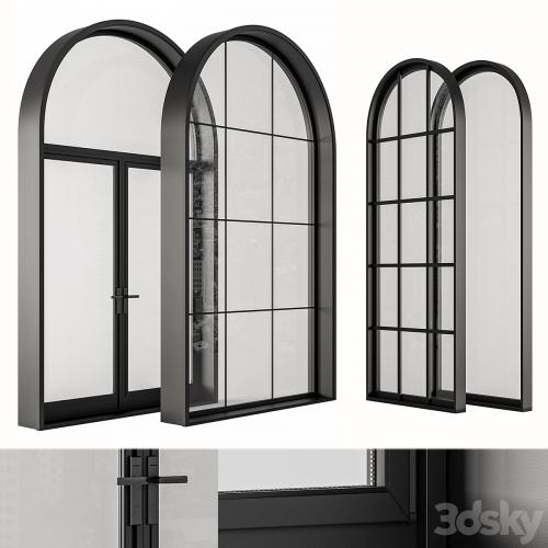 Black Modern Arched Window - Windows Set 07