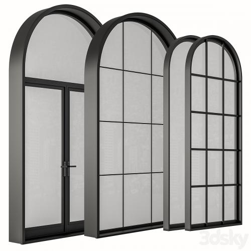 Black Modern Arched Window - Windows Set 07