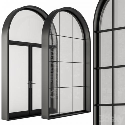 Black Modern Arched Window - Windows Set 07