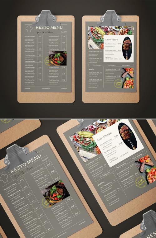 Grey Modern Design Food Menu Layout