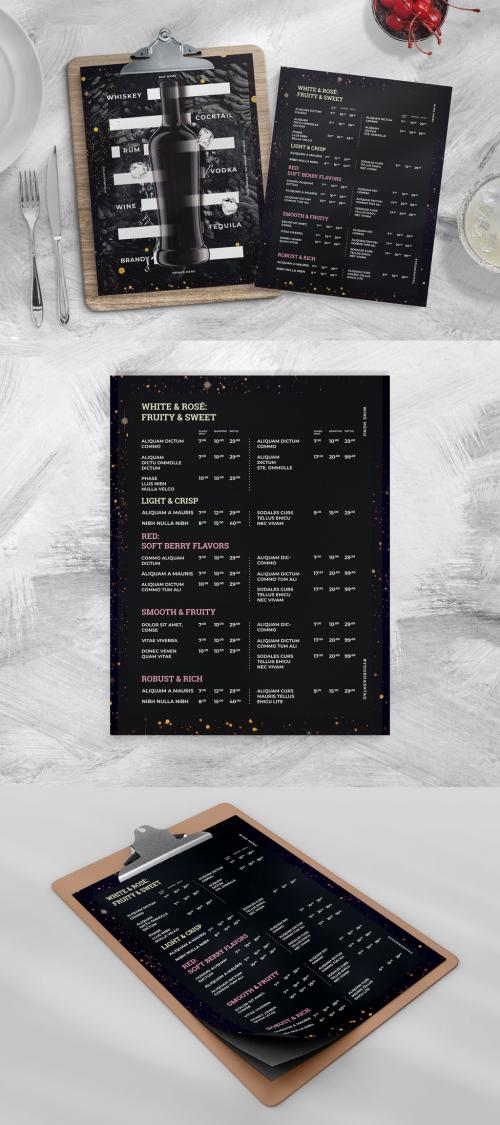 Modern Nightclub Menu Layout