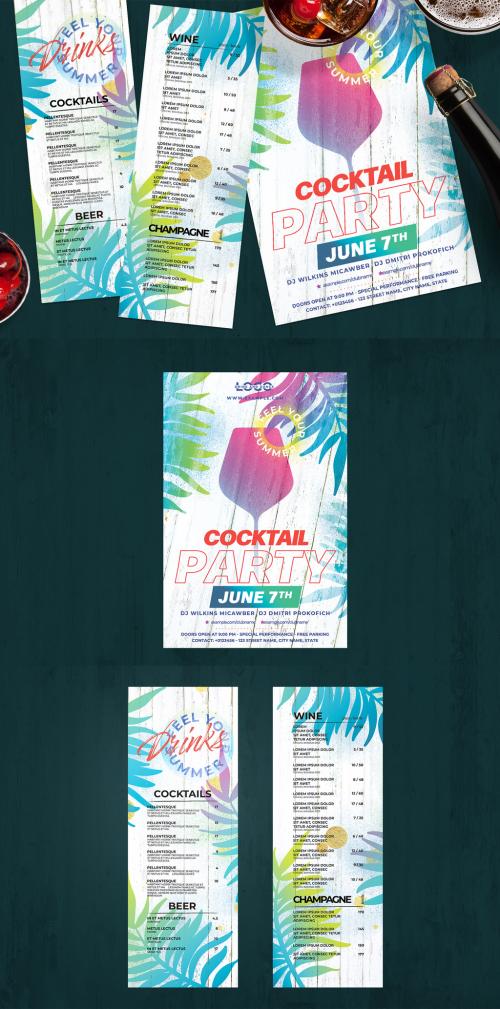 Tropical Summer Cocktail Bar Menu Flyer Layout