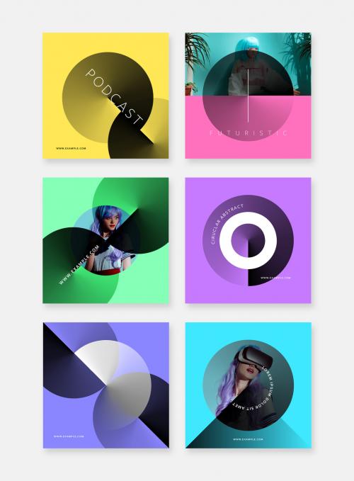 Abstract Social Media Layouts with Circular Shapes