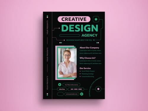 Black Flat Design Business Flyer Layout