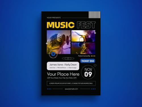 Music Fest Black Gradient Flyer Layout