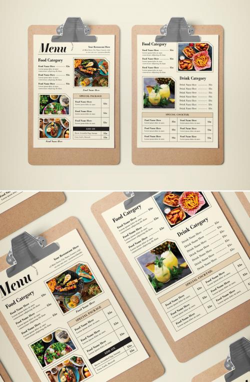 Beige Minimalist Food Menu Layout