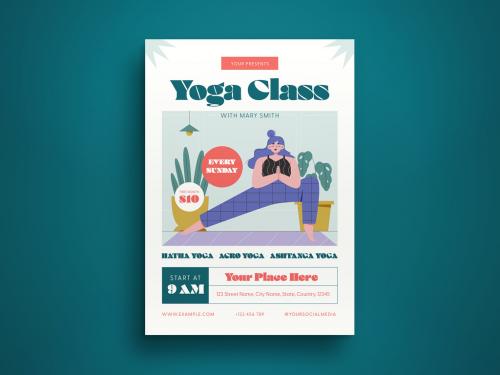 Green Flat Design Yoga Flyer Layout